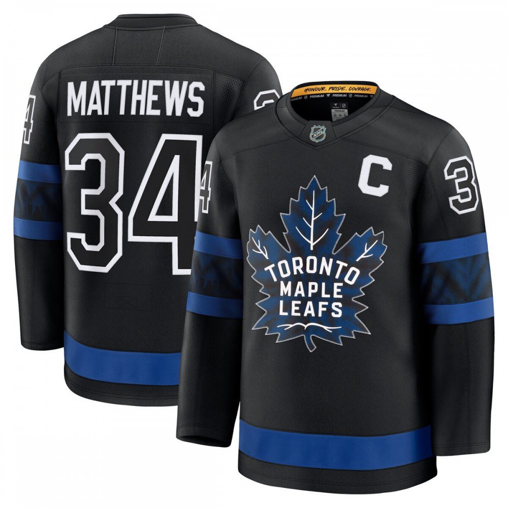 Auston Matthews Toronto Maple Leafs Captain Patch Alternate Premium Jersey - Black-Pro Kit Vault | Brand New 26/27 Sports Jerseys